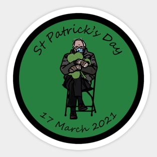 St Patricks Day with Bernie Sanders in Mittens Sticker